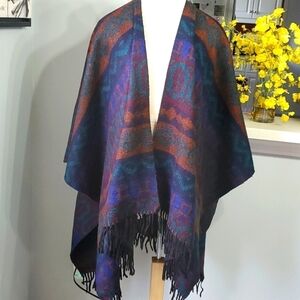 Multicolor Fringed Women's Poncho